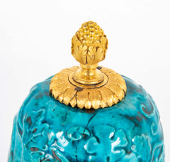 19th Century Chinese Turquoise Porcelain Vase with Ormolu Mounts