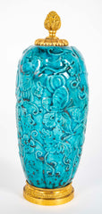 19th Century Chinese Turquoise Porcelain Vase with Ormolu Mounts