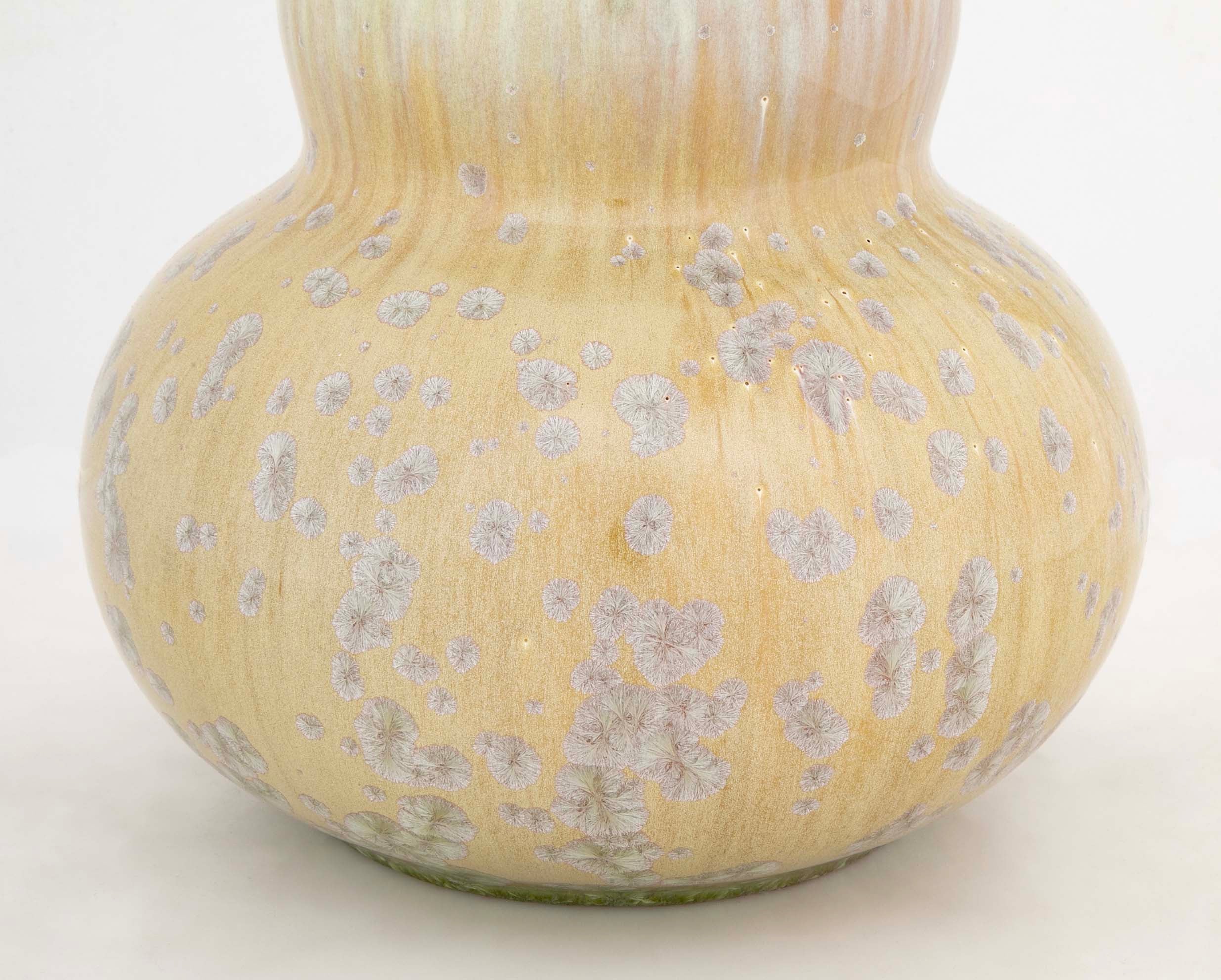 Double Gourd Vase by Mougin Freres with Crystalline and Drip Glaze