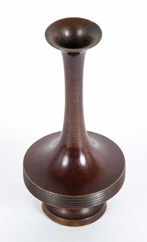 Long Necked Patinated Japanese Bronze Vessel