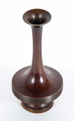 Long Necked Patinated Japanese Bronze Vessel