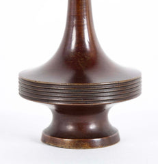 Long Necked Patinated Japanese Bronze Vessel