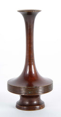 Long Necked Patinated Japanese Bronze Vessel