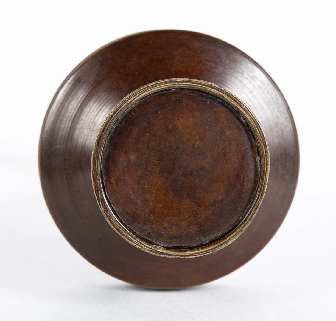 Long Necked Patinated Japanese Bronze Vessel