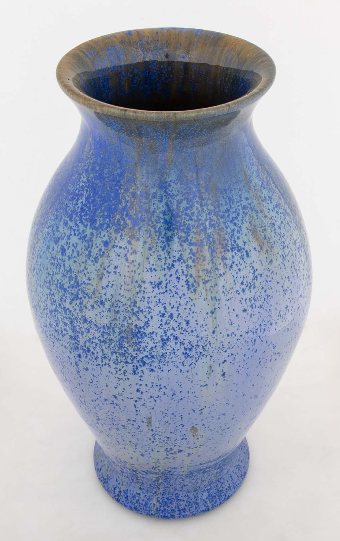 Large Baluster Form Fulper Pottery Blue Crystalline Vase