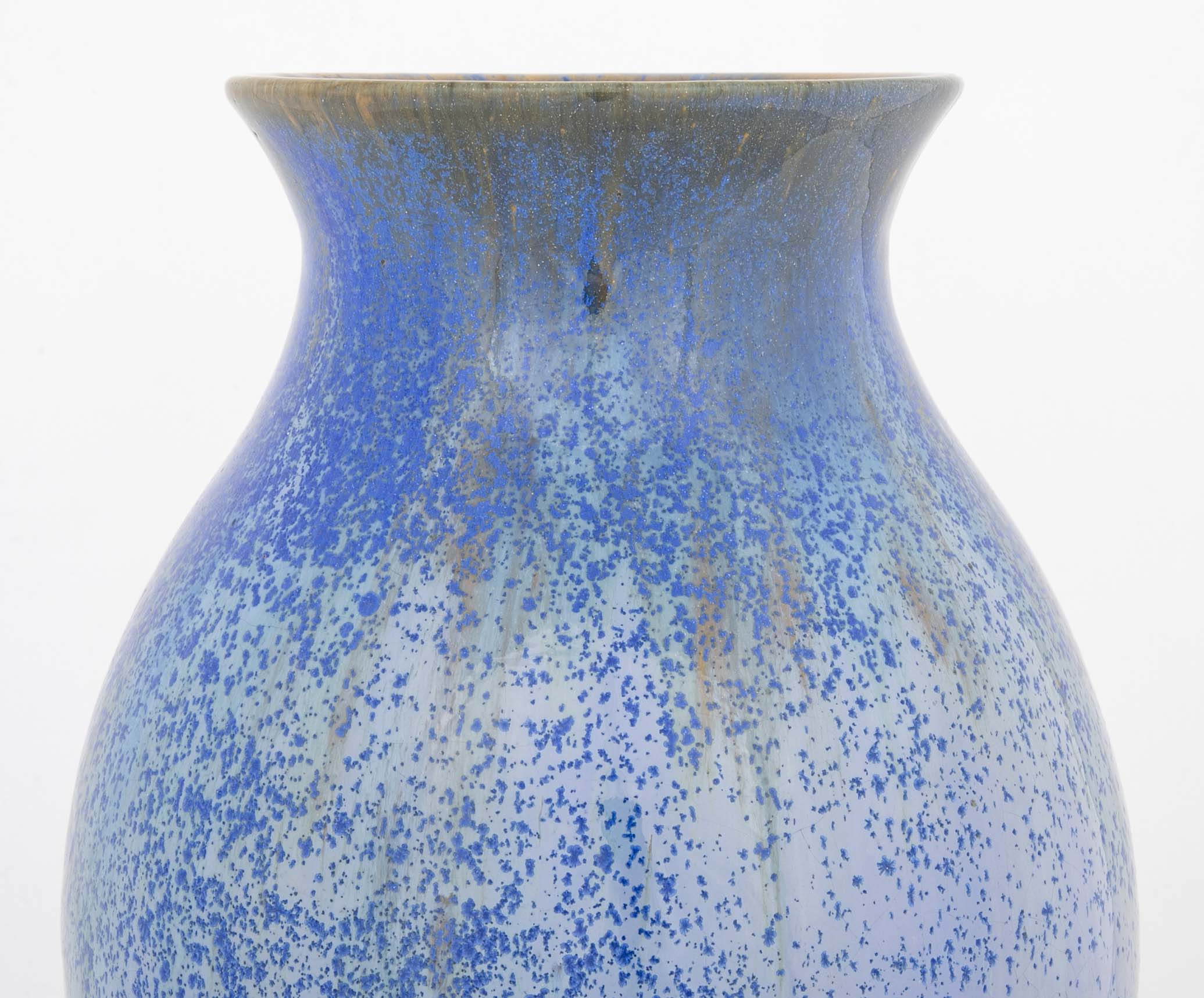 Large Baluster Form Fulper Pottery Blue Crystalline Vase