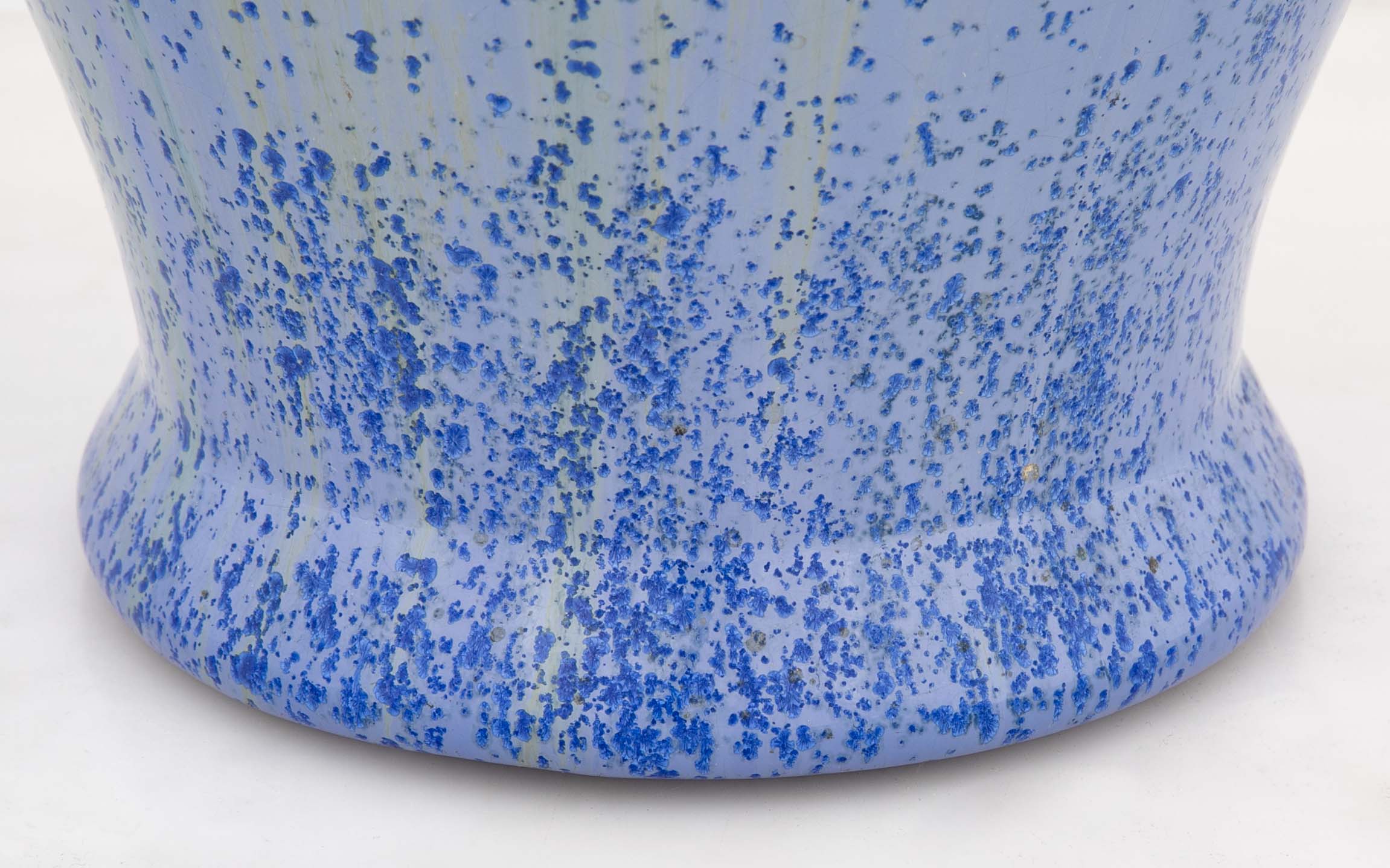 Large Baluster Form Fulper Pottery Blue Crystalline Vase