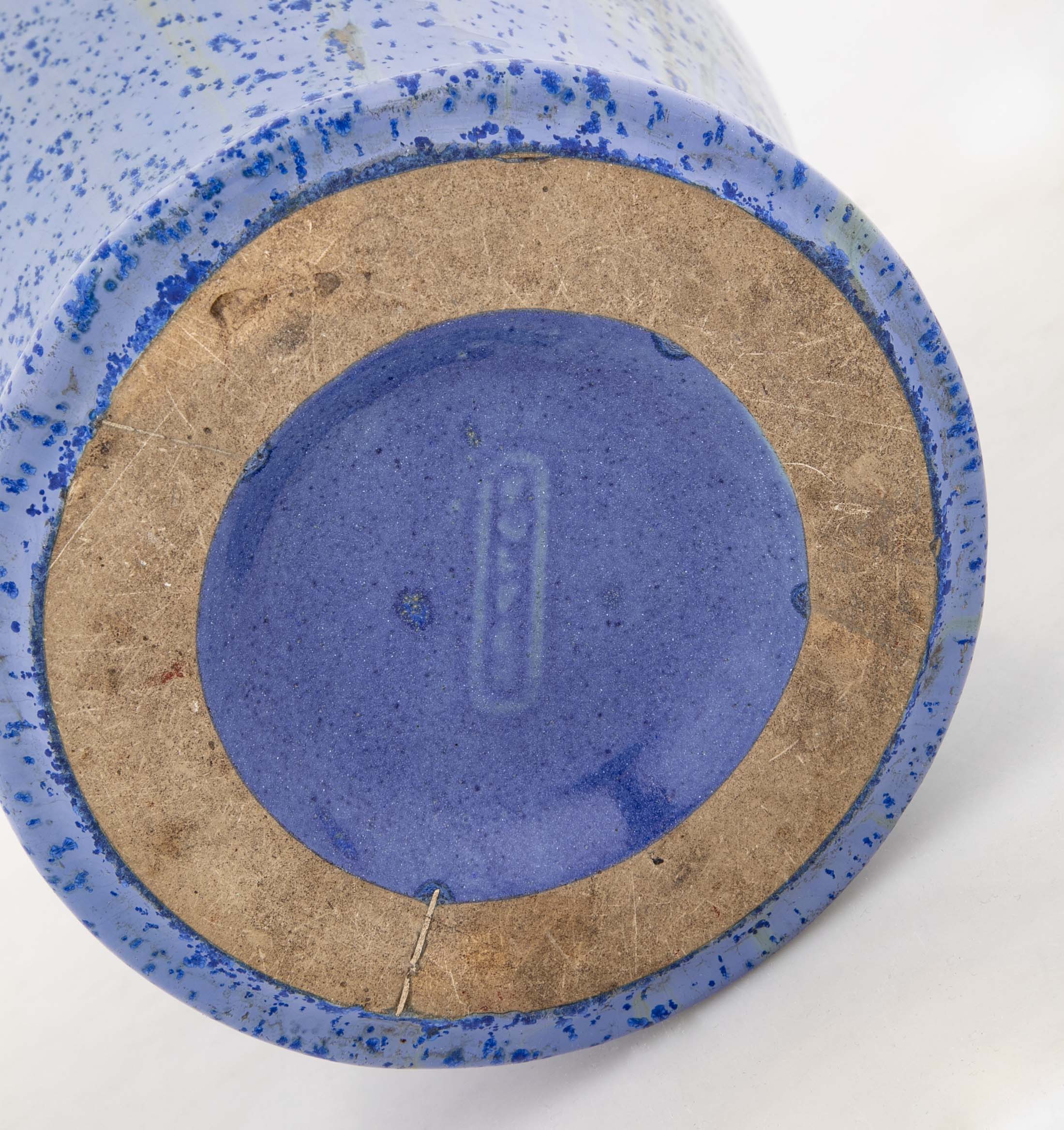 Large Baluster Form Fulper Pottery Blue Crystalline Vase