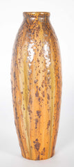 Alphonse Cytere Crystalline Brown and Ochre Glaze Ovoid Vase