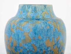 Pierrefonds Pottery Crystalline Glazed Bright Blue Baluster Form Vase