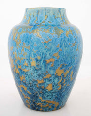 Pierrefonds Pottery Crystalline Glazed Bright Blue Baluster Form Vase