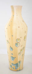 Sevres Baluster Form Vase with Iridescent Blue Speckles on Yellow Background