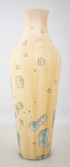 Sevres Baluster Form Vase with Iridescent Blue Speckles on Yellow Background