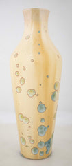 Sevres Baluster Form Vase with Iridescent Blue Speckles on Yellow Background
