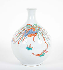 Kakiemon Porcelain Bottle Vase with Bladder Form with Phoenix and Paulownia Design