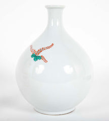 Kakiemon Porcelain Bottle Vase with Bladder Form with Phoenix and Paulownia Design