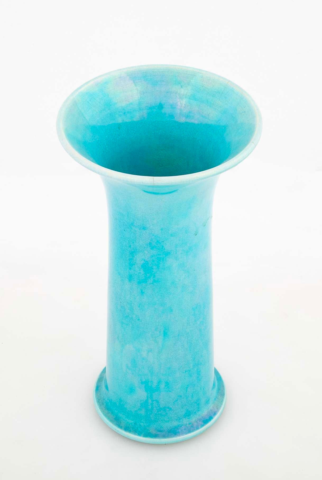 English Ruskin Pottery Turquoise Glazed Vase with Flared Rim