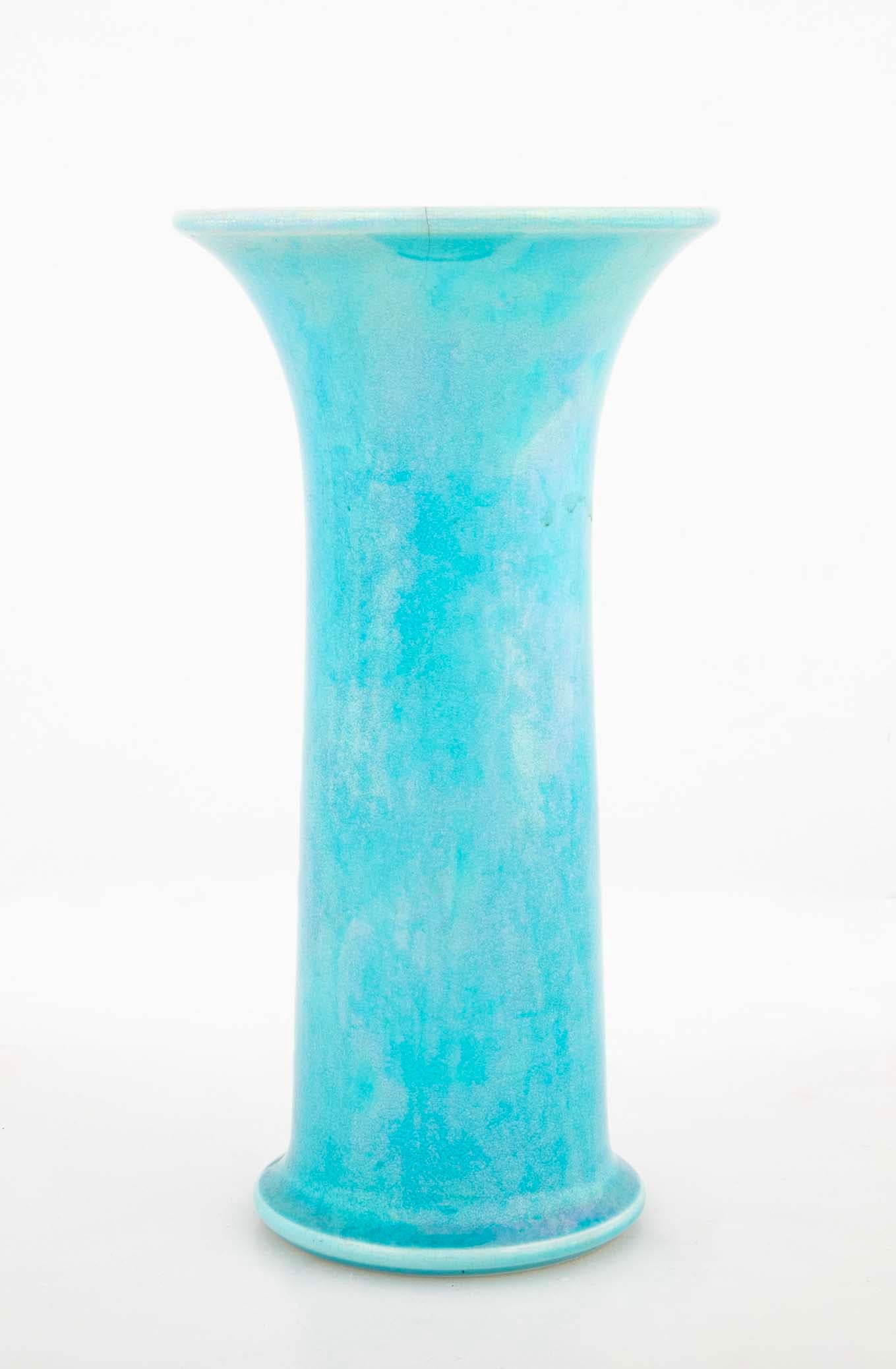 English Ruskin Pottery Turquoise Glazed Vase with Flared Rim
