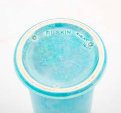 English Ruskin Pottery Turquoise Glazed Vase with Flared Rim