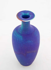 Mid-Century Studio Pottery Porcelain Vase with Cobalt Blue Glaze