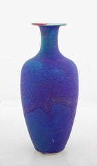 Mid-Century Studio Pottery Porcelain Vase with Cobalt Blue Glaze