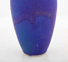 Mid-Century Studio Pottery Porcelain Vase with Cobalt Blue Glaze