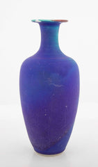 Mid-Century Studio Pottery Porcelain Vase with Cobalt Blue Glaze
