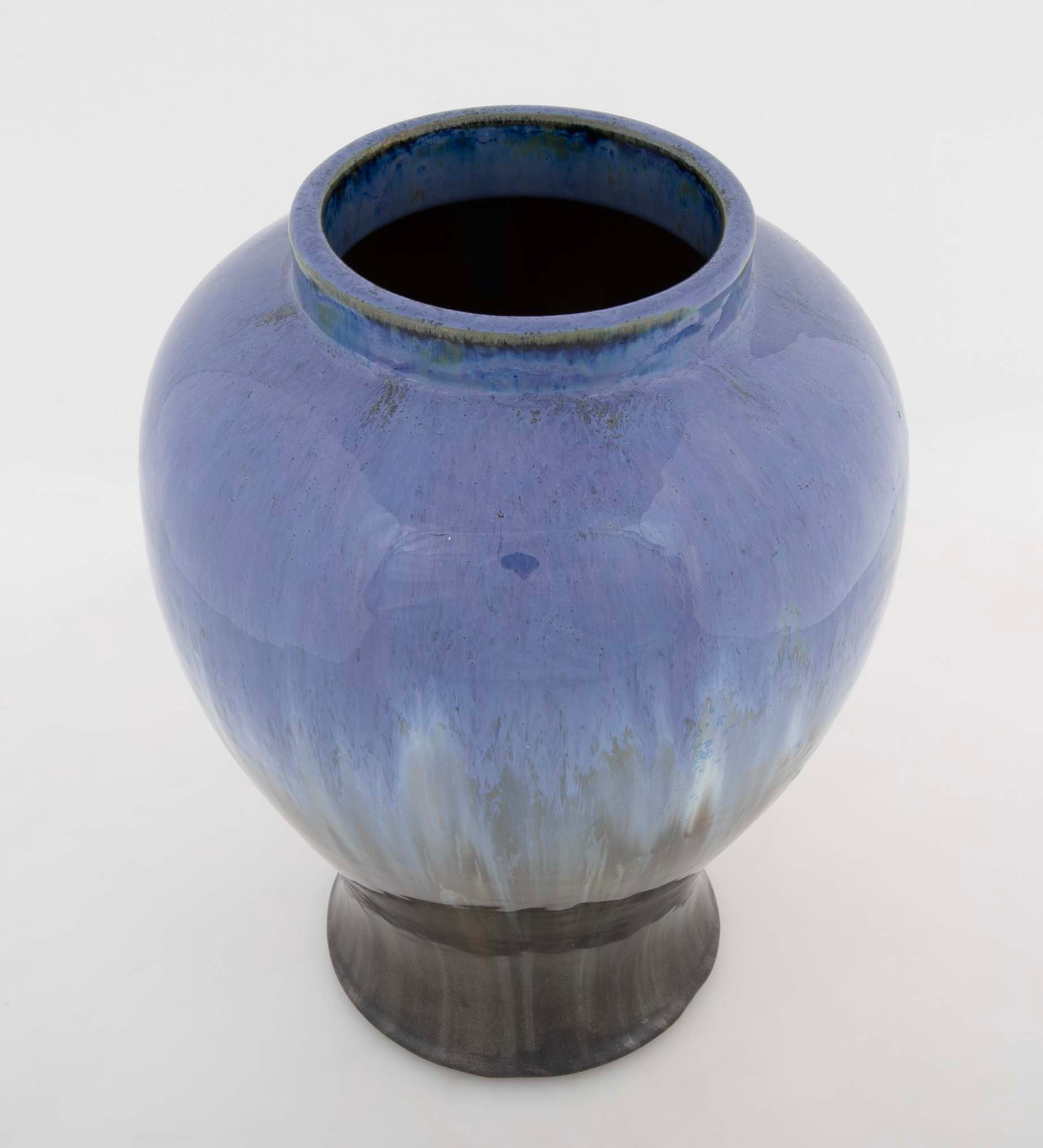 Fulper Vase with Chinese Blue & Mirror Black Flambe Glaze