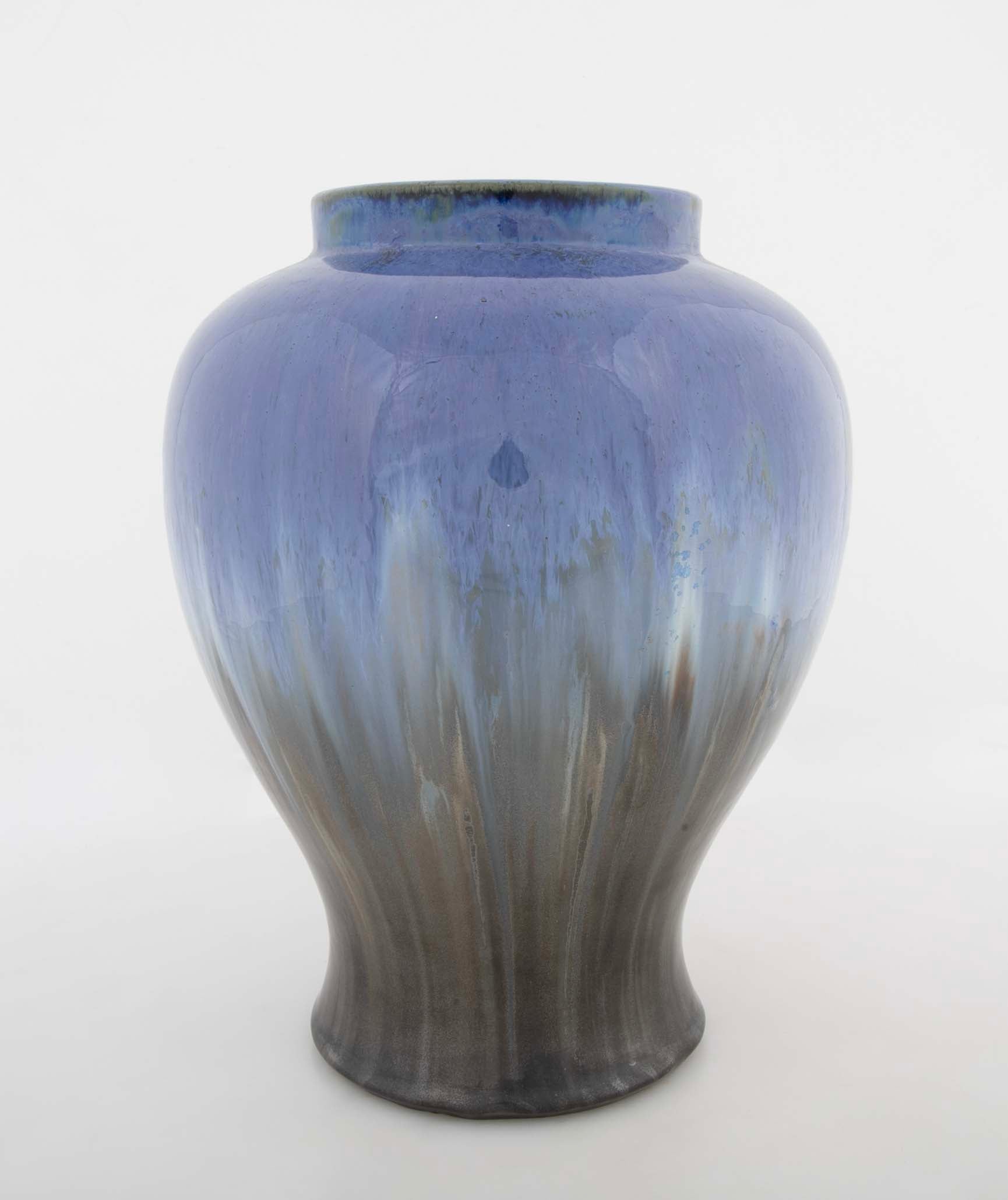 Fulper Vase with Chinese Blue & Mirror Black Flambe Glaze