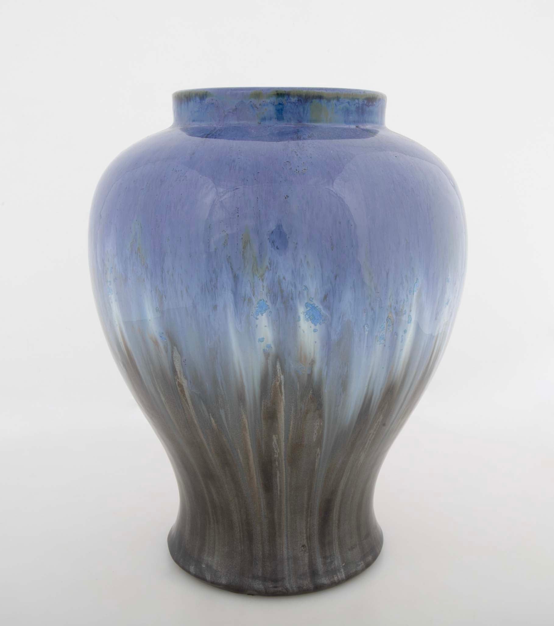 Fulper Vase with Chinese Blue & Mirror Black Flambe Glaze