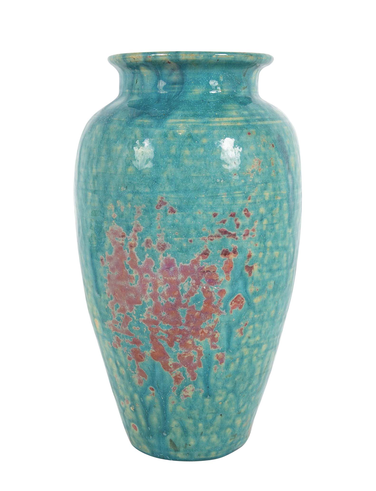 Baluster Form Pewabic Pottery Vase with Vibrant Iridescent Glaze