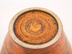 Orange Glazed Vase with Bull by French Ceramist Jacques Blin