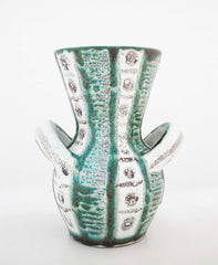 Teal & Gray Glazed Ceramic Vase by French Ceramist Robert Picault