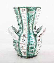 Teal & Gray Glazed Ceramic Vase by French Ceramist Robert Picault