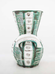 Teal & Gray Glazed Ceramic Vase by French Ceramist Robert Picault