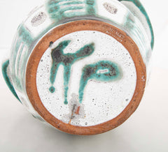 Teal & Gray Glazed Ceramic Vase by French Ceramist Robert Picault