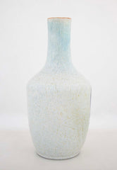 Glazed White & Blue Stoneware Vase by French Ceramist Jean Besnard