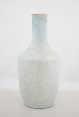 Glazed White & Blue Stoneware Vase by French Ceramist Jean Besnard