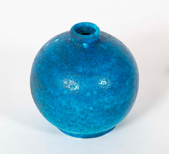 Edmond Lachenal Blue Crackled Enamel Glazed Ball Vase