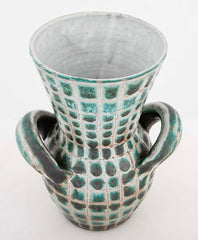 Earthenware Teal & Gray Vase by French Ceramist Robert Picault