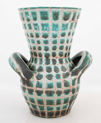 Earthenware Teal & Gray Vase by French Ceramist Robert Picault