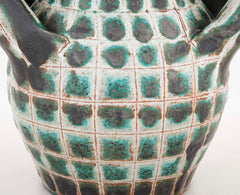 Earthenware Teal & Gray Vase by French Ceramist Robert Picault