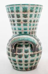 Earthenware Teal & Gray Vase by French Ceramist Robert Picault