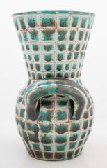 Earthenware Teal & Gray Vase by French Ceramist Robert Picault