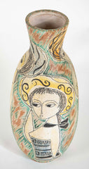"Young Women with Hats" an Ovoid Ceramic Vase by Marcello Fantoni