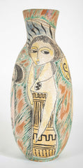 "Young Women with Hats" an Ovoid Ceramic Vase by Marcello Fantoni