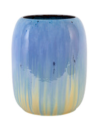 Large Fulper Pottery Vase of Chinese Blue over Yellow Flambe Glaze