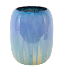 Large Fulper Pottery Vase of Chinese Blue over Yellow Flambe Glaze