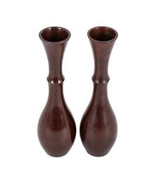 A Pair of Baluster Base Slender Necked Bronze Vases by Nakajima Yasumi II