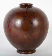 Japanese Patinated Bronze Vase with Two Small Shoulder Handles